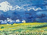 Sky Canvas Paintings - Wheatfield under a Cloudy Sky